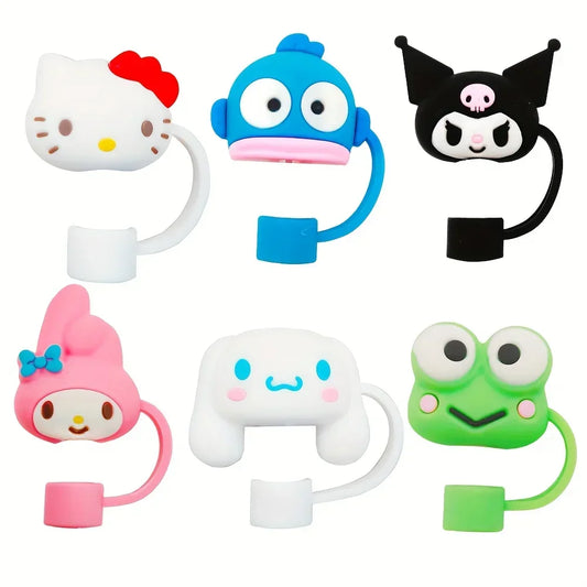 6pcs Sanrio Reusable Straw Toppers Set