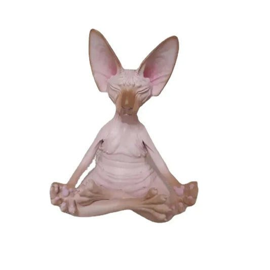 Meditation Yoga Happy Cat Whimsical Buddha Sphinx Figurine