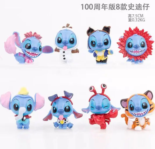 8pcs/set Stitch 100th Anniversary Celebration Figure Toys