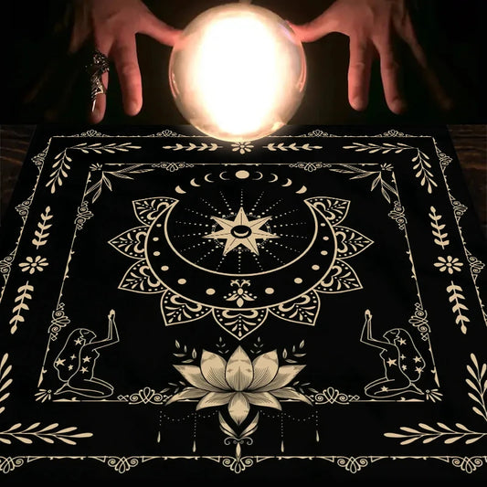 “With Your Power” Snake & Floral Tarot Tablecloth – Astrology Altar Cloth for Divination & Ritual Decor