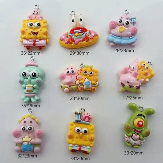 10PCS Resin Cartoon Character SpongeBob SquarePants