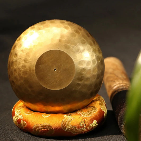 Nepal Tibetan Buddhist Singing Bowl Set – Handmade Bowl with Cushion, Mallet & Storage Bag