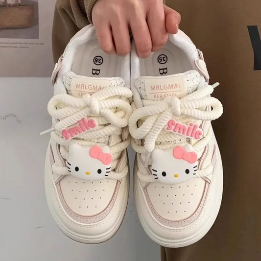 2024 New Sanrio Hello Kitty Soft Girl Big Head Off White Shoes