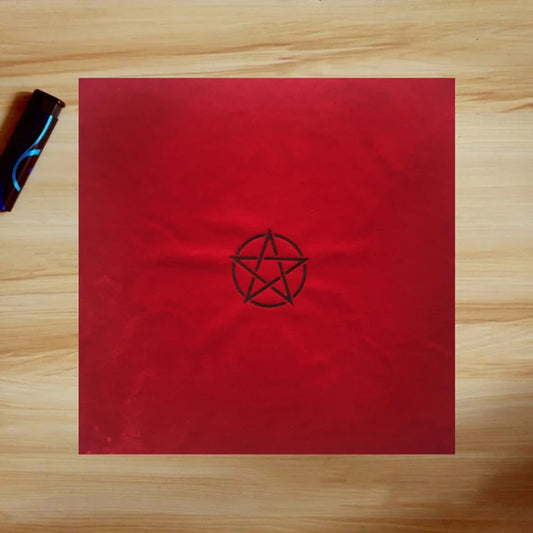 Pentagram Tarot Tablecloth with Velvet Bag – Altar Mat for Tarot, Pentacles & Divination Games