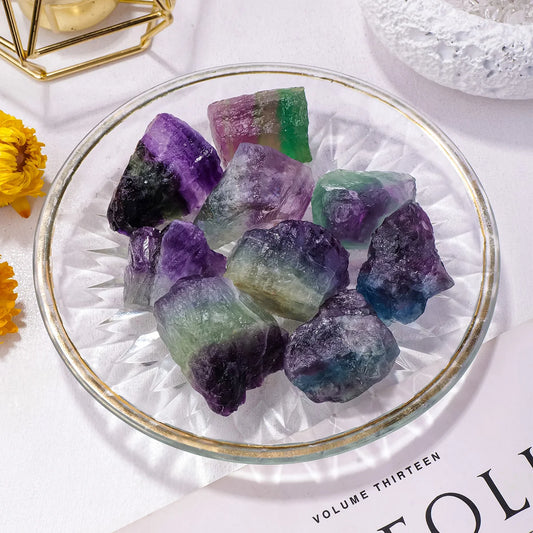 50g/bag Natural Raw Rainbow Fluorite – Rough Crystal Healing Stone Specimen
