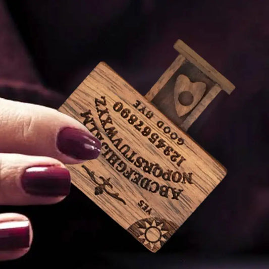 Mini Wooden Ouija Board Game – Vintage Divination Tool with Planchette for Desk & Spiritual Decor