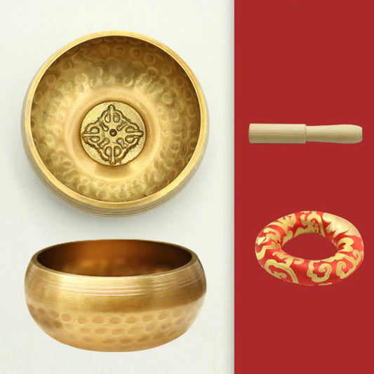 Nepal Tibetan Buddhist Singing Bowl Set – Handmade Bowl with Cushion, Mallet & Storage Bag