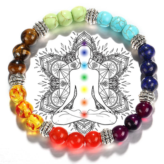 🔮 7 Chakra Healing Stone Bracelet – Adjustable Yoga & Reiki Jewelry ✨