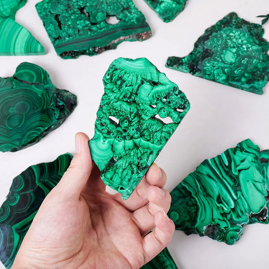 1pc Natural Green Eyes Malachite – Raw Crystal Healing Stone & Divination Slab